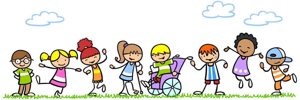 Grafik: Spielende Kinder mit und ohne Behinderungen